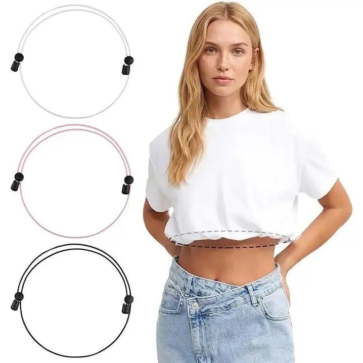 Women's Fashion 3-Pack Adjustable Shirt Tuck Bands, No-Sew Elastic Belt, Crop Tool for Tucking Sweaters & Tops, Stretch Fit