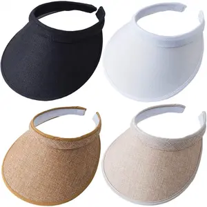 4-Pack Women's Sun Visor Hats, Wide Brim Design, UV Protection, UPF50+, Clip-On Golf Visor Hats