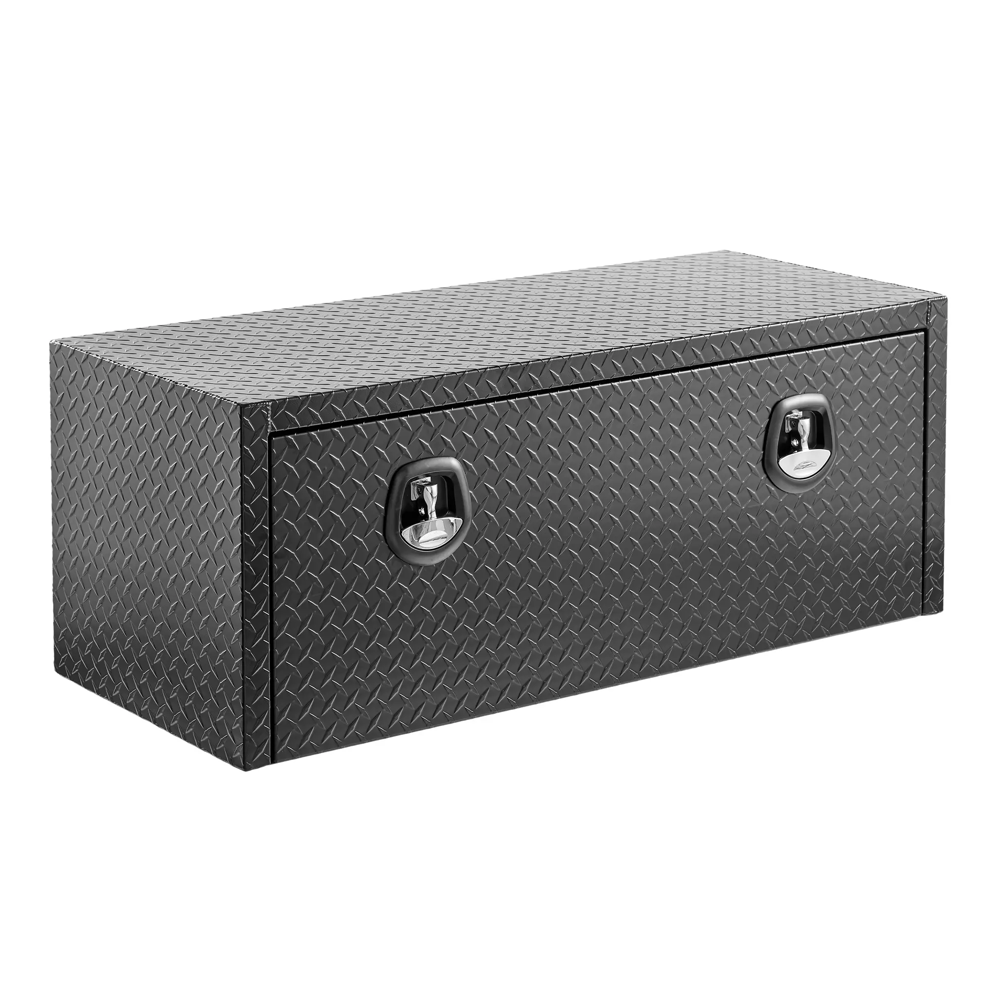 48-Inch Heavy-Duty Aluminum Underbody Truck Tool Box, Diamond Plate Matte Black, Lockable, Waterproof, Made with Weatherproof Material