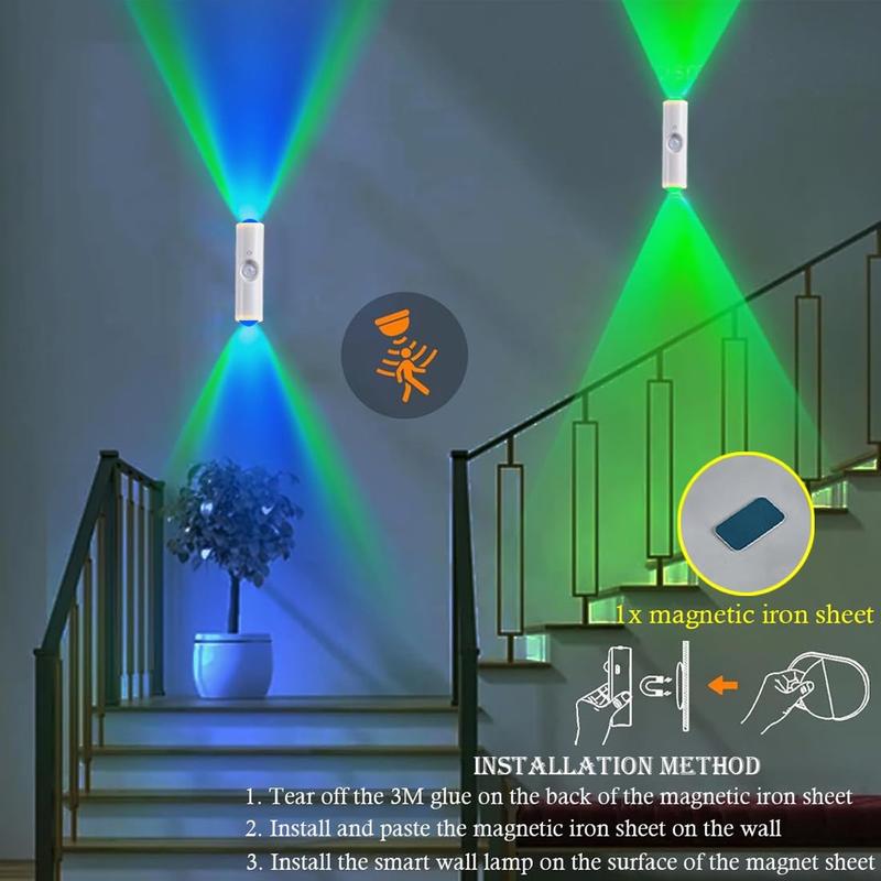 【Buy 1 Get 1 Free】Rechargeable Smart LED Motion Sensor Ambient Light, Punch-Free Color Changing Motion Sensor Light Indoor, Wireless Auto-On Wall Sconce with 7 Colors & Magnetic Mount for Hallway