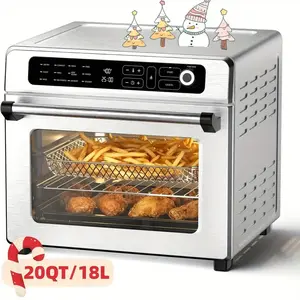 Kismile Air Fryer Toaster Oven 20QT 12-in-1 Digital Countertop Natural Convection Roast Bake Dehydrate Reheat 1400W Stainless Steel White