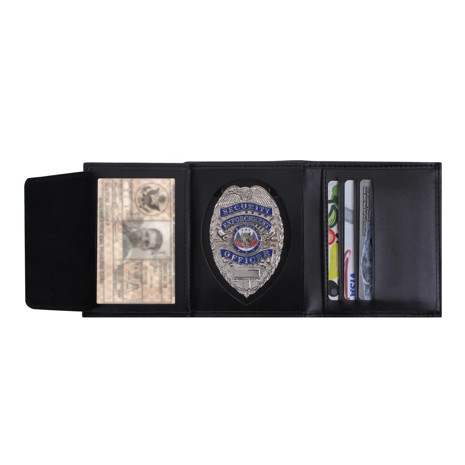 ROTHCO Leather ID & Badge Wallet, Black Trifold Men's Wallet with 7 Card Slots, Removable Badge Tab - Leather Material for Police Professionals, Badge Holder, Id Holder Badge