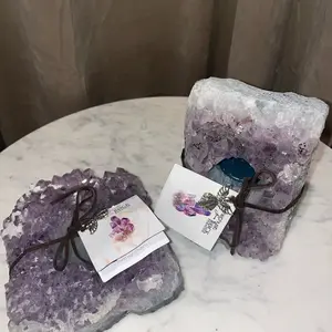 Amethyst Crystal Candle Holders - shape, size and color will vary