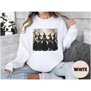 Girls Will Be Girls Witch Shirt Women's Sweatshirt Casual Print Long Sleeve Round Neck Pullover for Daily Wear, Ladies Clothing Fall & Winter Fashion Unisex Sweatshirts
