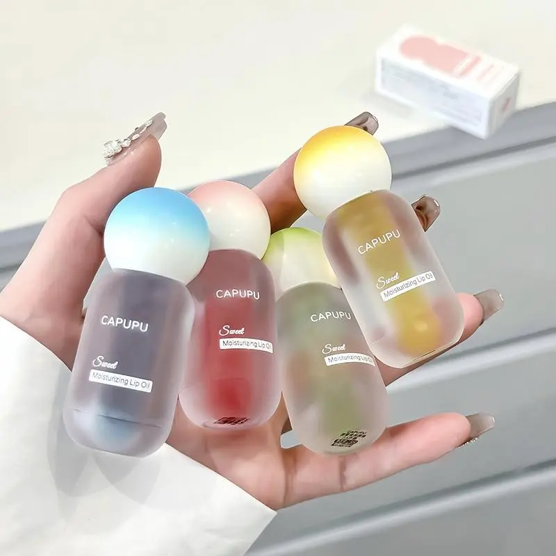 Moisturizing Lip Oil, 4 Counts/set Hydrating Lip Balm, Non-sticky Smooth Daily Lip Care Product for Women & Girls, Lip Plumper, Lip Plumping Oil, Hydrating Lip Oils