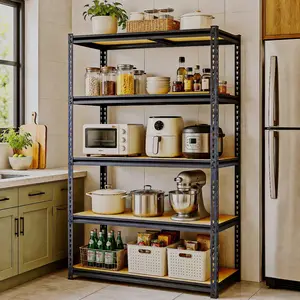 【Holiday Gifts】Storage Shelves -  5 Tier Adjustable Garage Storage Shelving, Heavy Duty Metal Storage Utility Rack Shelf Unit for Warehouse Pantry Closet Kitchen