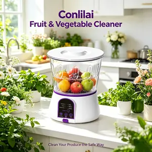 Conlilai Fruit & Vegetable Cleaner 2.5L Ultrasonic Food Purifier for Kitchen 360° Deep Cleaning BPA-Free USB Rechargeable Gadget outdoorfun