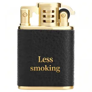 Portable Metal Vintage Lighter, Retro Table Lighte, Aesthetic Unusual Leather Surface, Old Fashioned Smoker Cigarette Lighter, Novel Outdoors Igniter, Gifts For Great Choice Men Dad Husband, Boyfriend, (Fuel Not Included)