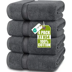 Utopia Towels 4 Pack Premium Bath Towels Set, 27 by 54 Inches, 100% Ring Spun Cotton 600GSM, Lightweight and Highly Absorbent Quick Drying Towels, Perfect for Daily Use, Grey