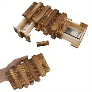 Unique Intricate 3D Wooden Puzzle Box, Large Magic Gift Box with Secure Compartment, Creative & Decorative Storage Solution