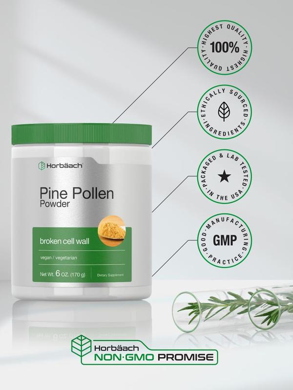 Horbäach Pine Pollen Powder | 6 Ounce | Nature's Superfood | Non-GMO, Vegetarian, Gluten Free Supplement