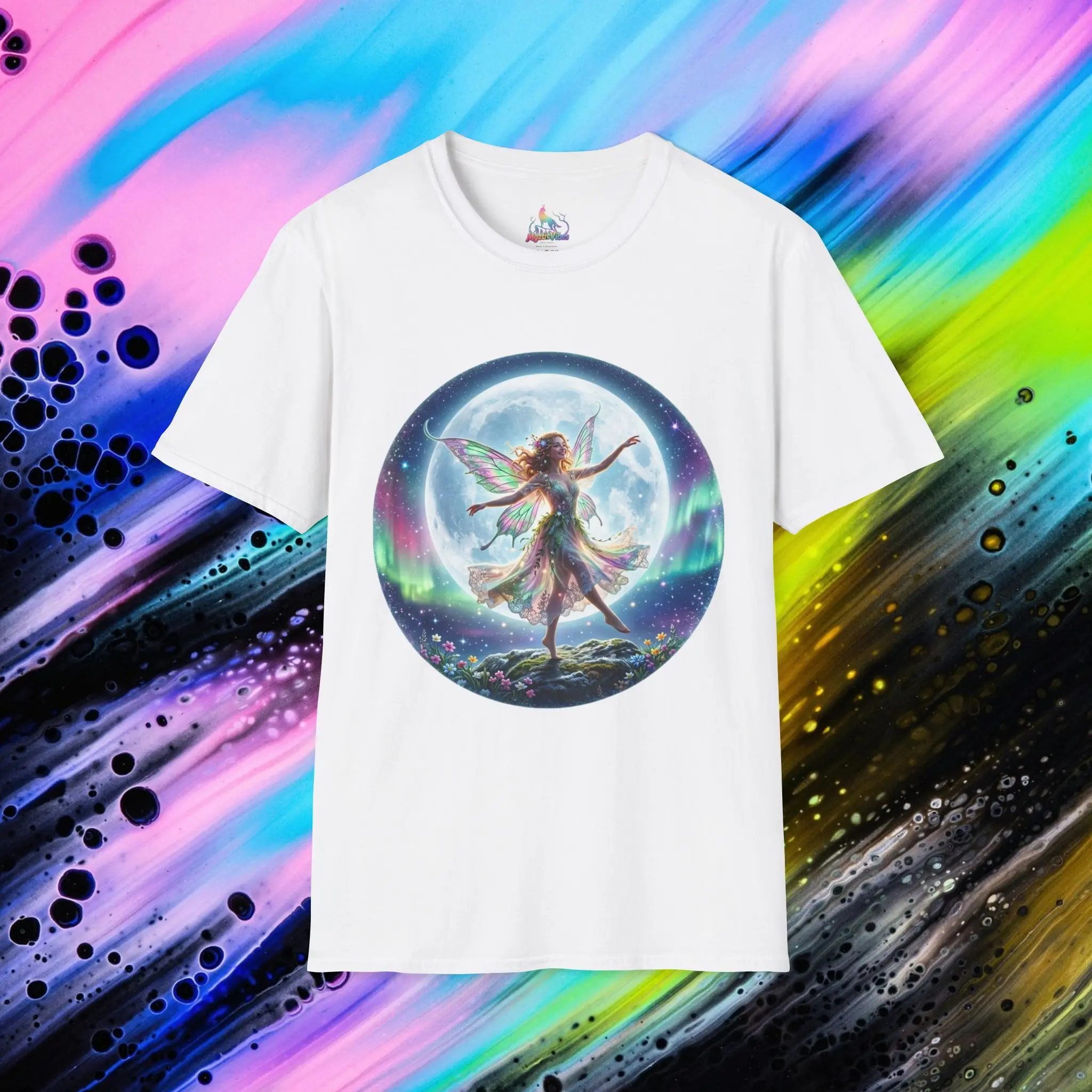Men's Mystic Fairy Graphic Tshirt in Soft Cotton Knit, Lightweight with a Ribbed Collar and Seamless Drape for Casual Wear, Shortsleeve