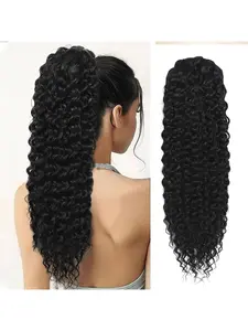Ponytail Extension Drawstring Ponytail for Black Women 20 Inch Long Curly Fluffy Ponytail Clip in Synthetic Pony Tails Hair Piece for Daily Use Fluffy Hairpiece Synthetic Extensions Synthetic Wavy Hair