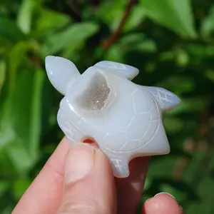 Druzy Agate Geode Crystal Turtle, 55mm