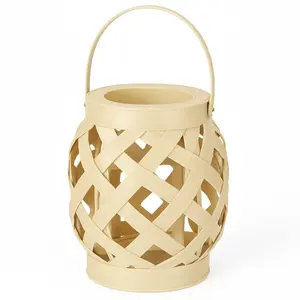 Summer Boho Woven Plastic LED Lantern