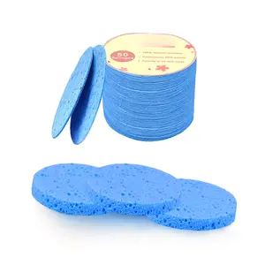 50-Count Compressed Facial Sponges for Daily Cleansing and Gentle ,   Cellulose  Sponge  for Removing , Dirt and Makeup - Blue