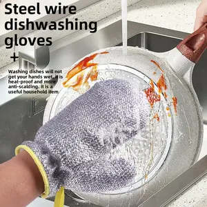 Kitchen Steel Wool Dishwashing Gloves - Heat-Resistant, Waterproof for Kitchen Household Item
