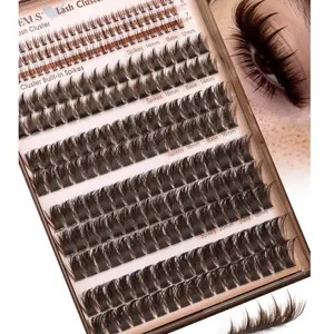 Brown Manga Lash Clusters With Spikes Wispy Cluster Eyelashes Extensions Fluffy Volume Anime Eyelash Clusters with Bottom Cluster Lashes Fairy Individual Lash Extension (D Curve 12-18mm 213 pieces)
