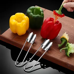 1pcsStainless steel core extractor, red bell pepper core extractor, vegetable and fruit seed cutter, convenient kitchen tool for quick removal, suitable for 4 seasons