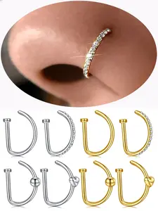 Fashion Nose Rings, Stainless Steel D-shaped Hoops, Non-piercing Nose Rings, Punk & Hip Hop Style Nose Jewelry for Women & Men