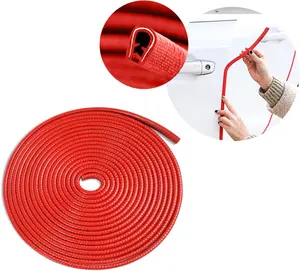 Car Door Edge Guards, Ft Universal Rubber Seal Protector U Shape Edge Trim Car Door Edge Protection for Most Car, Aluminum Boat Edge Guards (Red)