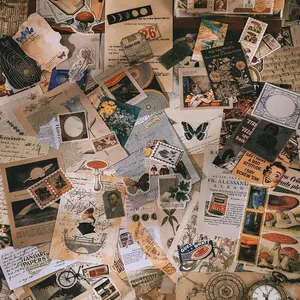 Retro scrapbook material stickers, including 80 stickers and 120 sheets of material paper, suitable for DIY notebook lovers, junk diaries, decorations, etc.
