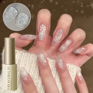 Cylindrical bottle of Snowflake Gel — Universal Snowflake Gel Nail Polish Gel, 2025 Autumn/Winter Collection, Dreamy Fine Shimmer Christmas Edition, Transparent Snowflake Flakes (can be layered over a base color).