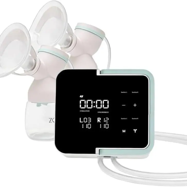 Hospital Grade Double Electric Breast Pump with Dual Motors, Silicone Textured Flanges, Independent Suction & Speed Control, 3 Modes, 12 Levels, Biomimicking Tech, 300mmHg, 2 Flange Sizes, 6oz Bottles