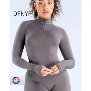 (With Logo) DFYFN New Nude Feel Half-Zip Quick-Dry Fitness Top Breathable Tight-Fitting Running Outfit for Women Front Three-Piece Scrub Jacket Set Monaco Yacht Club Flag Print Hoodie workout Slim Shape Men's Moisture Wicking T-Shirt compression gaiter