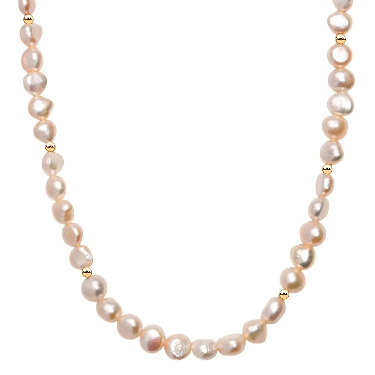 Peach Freshwater Pearl Fancy Necklace in 18K Vermeil Yellow Gold Over Sterling Silver 18 Inches