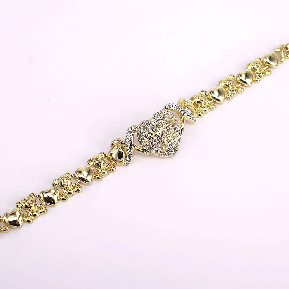 18 Karat Layered Real Gold-Filled XO Exquisite Fashion Bracelet, 7.5in Love-Themed Costume Jewelry Accessory, Exquisite Bracelet, Fashion Bracelets