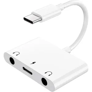 USB C to 3.5mm Audio Adapter, 3 in 1 Aux to USB C Headphone Splitter Dual 3.5mm Audio Jack and PD 60W  , Compatible for  15 16,Galaxy S22 S21/Note 20,Pixel 4 3 XL,,etc
