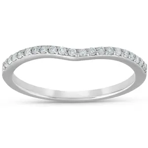 1/8cttw Diamond Curved Wedding Engagement Guard Enhancer Band 14k White Gold