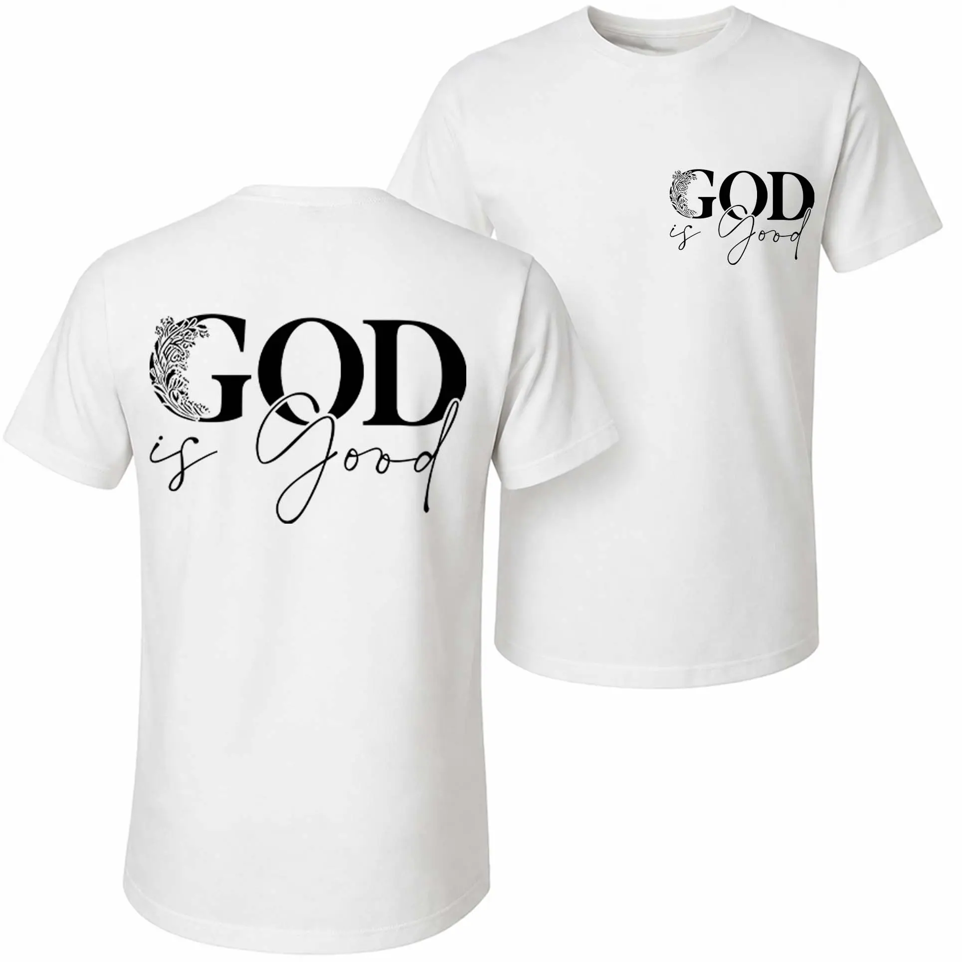 Men's "God Is Good" Graphic T-Shirt - Streetwear Style Loose Fit Tee in  Cotton, Breathable Short Sleeve Round Neck Top