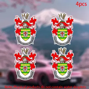 4pcs-Coat of Arms of County Donegal, Ireland Sticker-car stickers for doors, windows, laptops, luggage, furniture and bumpers-durable adhesive vinyl material