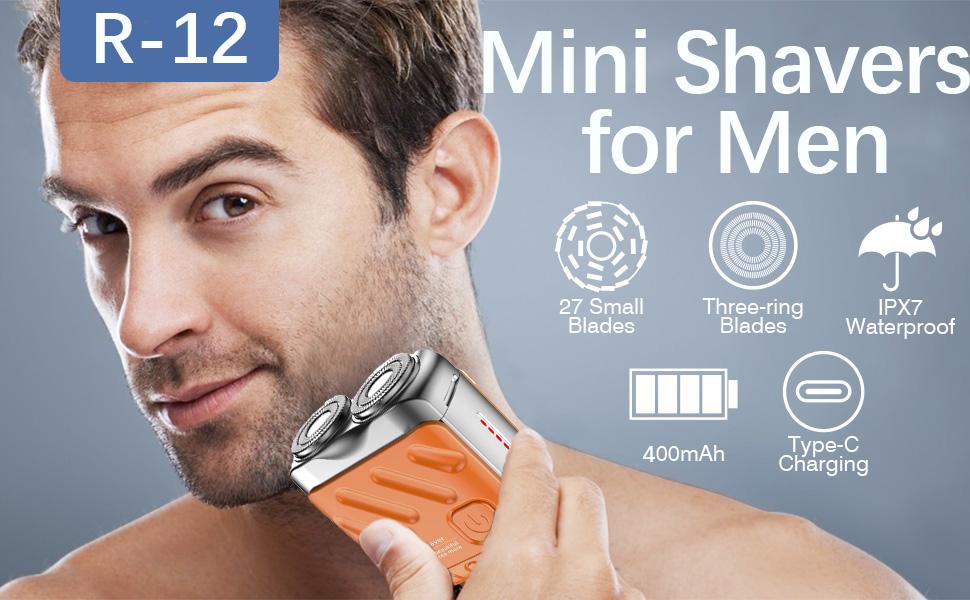 Mini Portable Shaver, Beard Shavers Portable Suitcase Design Razor, Mini Portable Electric Shaver for Men Waterproof, Fast Charging Long Battery Life Double-Ring Magnetic Cutter for Travel
