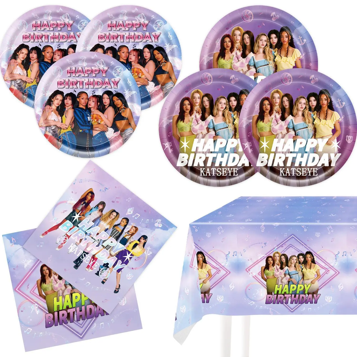 kpop katseye Birthday Decoration Party Tableware Tablecloth Cup Plate Napkin Bag Stickers Baby Shower kpop party favors Supplies kpop katseye Birthday Decoration Party Tableware Tablecloth Cup Plate Napkin Bag Stickers Baby Shower kpop party favors Supplies