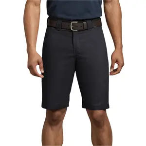 Dickies Men's 11 in Cotton Stretch Plain Casual Streetwear Shorts - Mechanical Moisture-Wick, Breathable, Regular Fit, With Pockets, Menswear Bottoms, Black