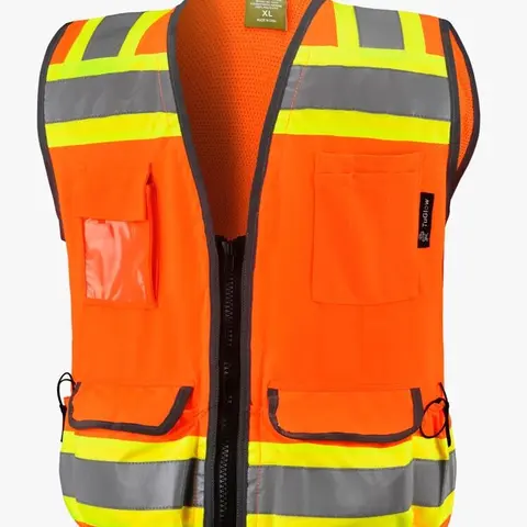 Orange Class 2 Heavy Duty Two Tone Engineer Vest