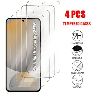 4 Pcs 9H Full Coverage Screen Protectors, Protection Suitable for Samsung A14 A15 A24 A25 A34 A35 A51 A52 A52s A53 A54 A55 Anti-scratch Mobile Phone Tempered Glass Protective Film Suitable for Galaxy S25 FE Cellphone Accessories
