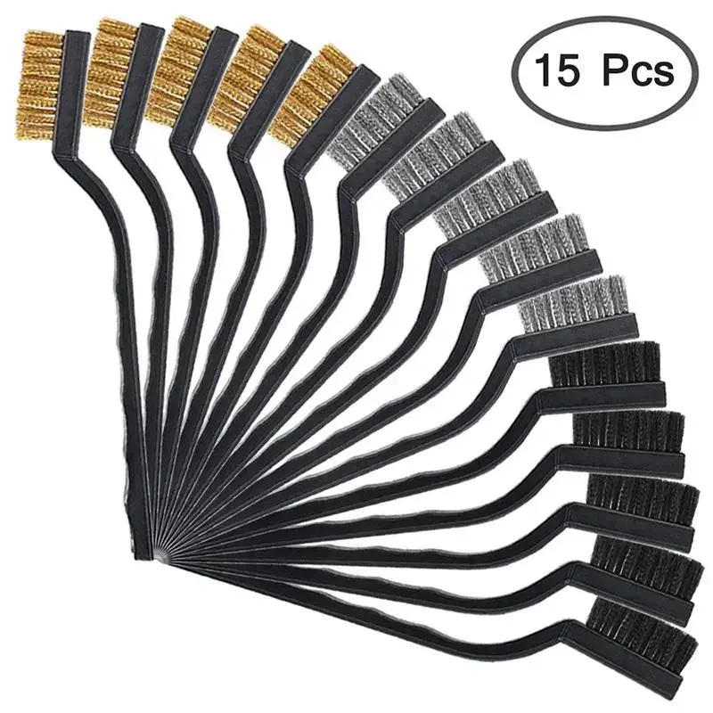 Wire Cleaning Brush Set, Stainless Steel Curved Handle Brush Set, Industrial Heavy Duty Cleaning Brush for Welding Dregs and Rust, DIY Tools