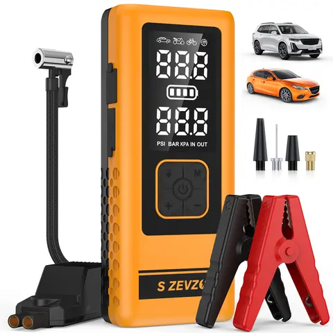 10-in-1 Car Jump Starter with Air Compressor - 13800mAh Built-in Batteries, 4000A Emergency Start Booster, 150PSI Tire Inflation Tool, 12V Portable Jump Box with LCD Display, Flashlight, Storage Case