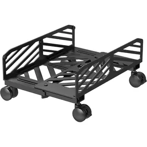 Suptek Computer Tower Stand,7.28 to 11.81 inch Wide Adjustable CPU Steel Rolling Stand,Under Desk or Floor Mobile CPU Stand Holder with Locking Caster Wheels,Gaming PC Holder, BlackZJJ008FA
