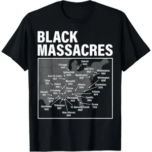 [100% Cotton]MONO LABEL Black Massacres History Map Afro American Straggle Awareness T-Shirt