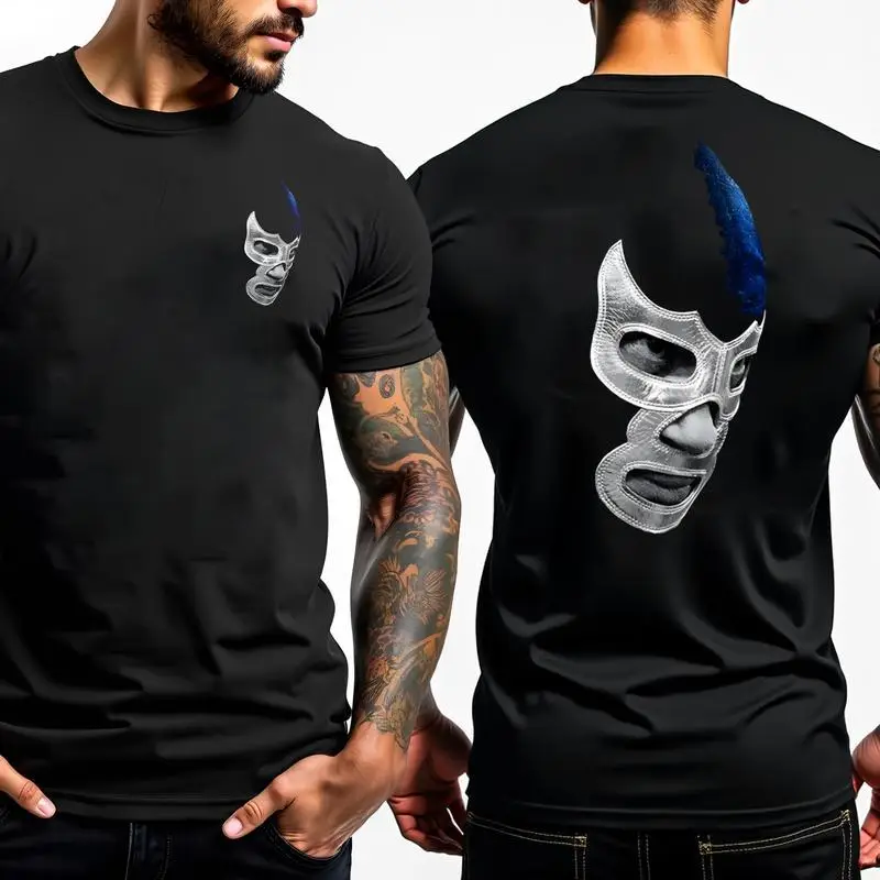 streetwear graphic tees Mexican Wrestler Legend Cotton T Shirt With Libre Art For Men Casual Wear Sports Running And Outdoor Activities Unisex Design