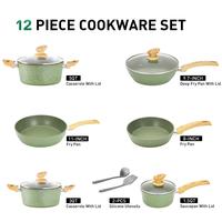 12 PCS Cookware Set-Green
