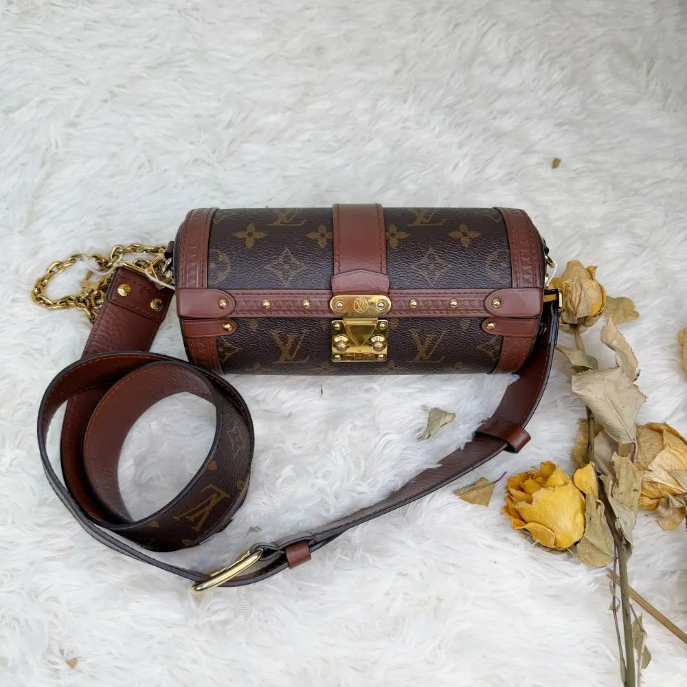 Pre-owned Louis Vuitton 534 Papillon Trunk Monogram Cylinder Crossbody Bag