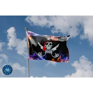 Flaming Pirate Flag | Unique Design Print | Hiqh Quality Materials | Size - 3x5 Ft