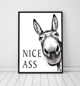 Set of 5 Posters Funny Farm Animals Bathroom Poster, Nice Ass Donkey, Bathroom Wall Decor, Toilet Humor Poster, Home Decor no frame