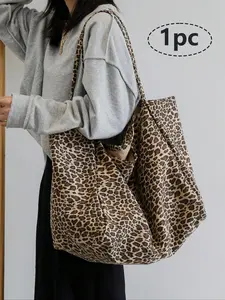 Large Fashion Leopard Print Handbag, Large Capacity Shoulder Bag, Perfect Commuter Underarm Bag, Backpack, Suitable for Teenage Girls, Convertible Shoulder Bags, Trendy Commuting Bag, Daily Commuter Bag